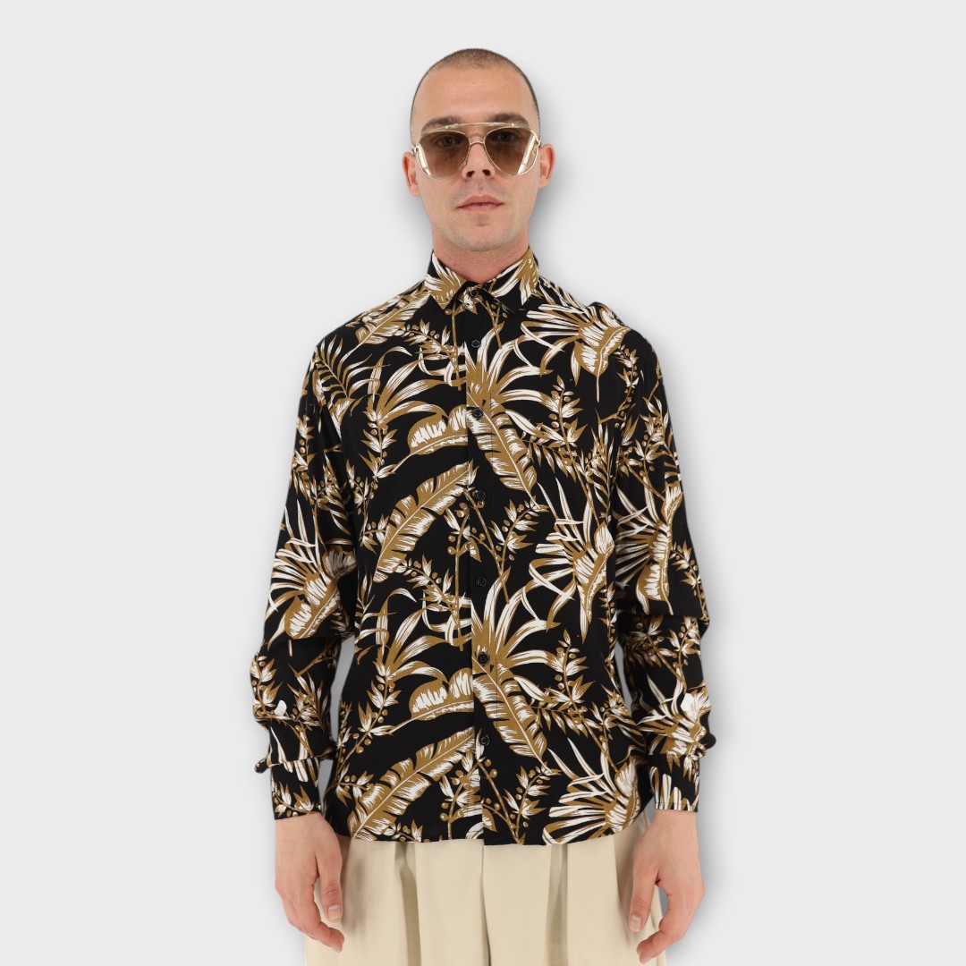 REGULAR SHIRT - ABSTRACT GOLDEN PRINT