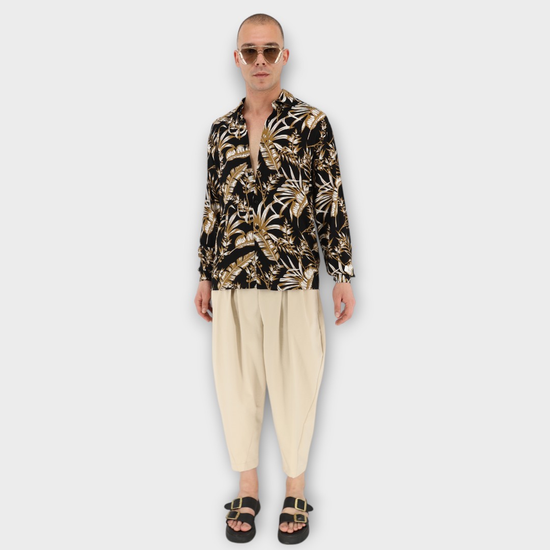 REGULAR SHIRT - ABSTRACT GOLDEN PRINT - Image 3