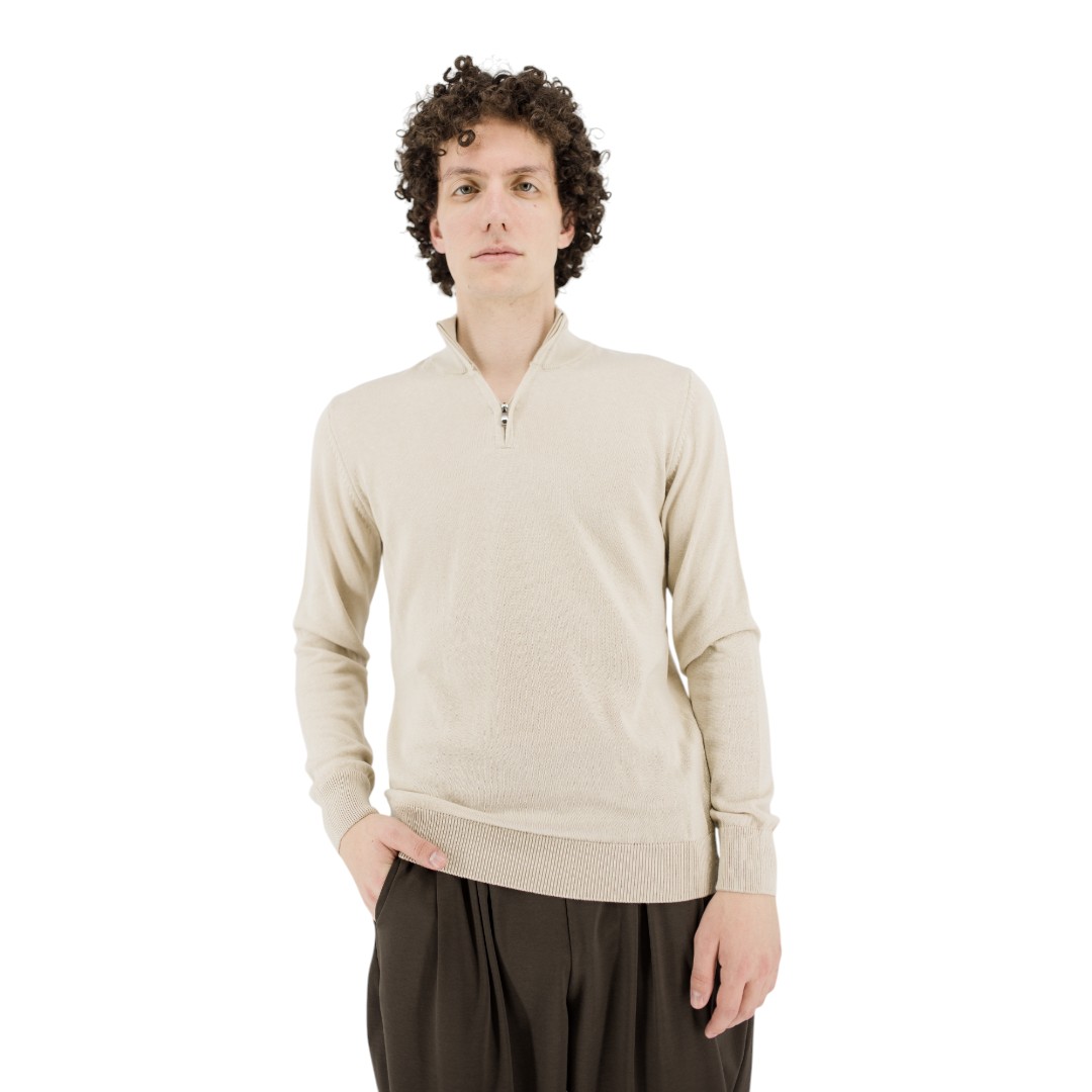 Half-zip Μπλούζα - Beige - Image 2