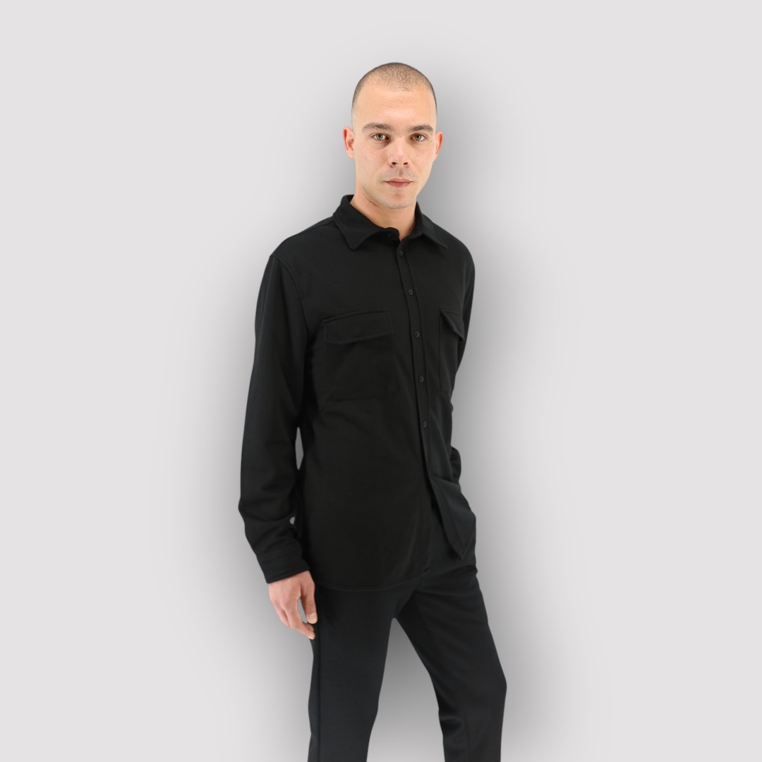 SLIM FIT UTILITY SHIRT - BLACK - Image 2