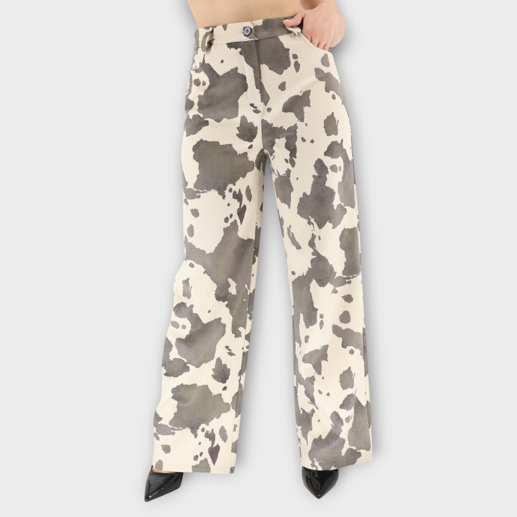 Παντελόνι Wide-Leg cow - Grey