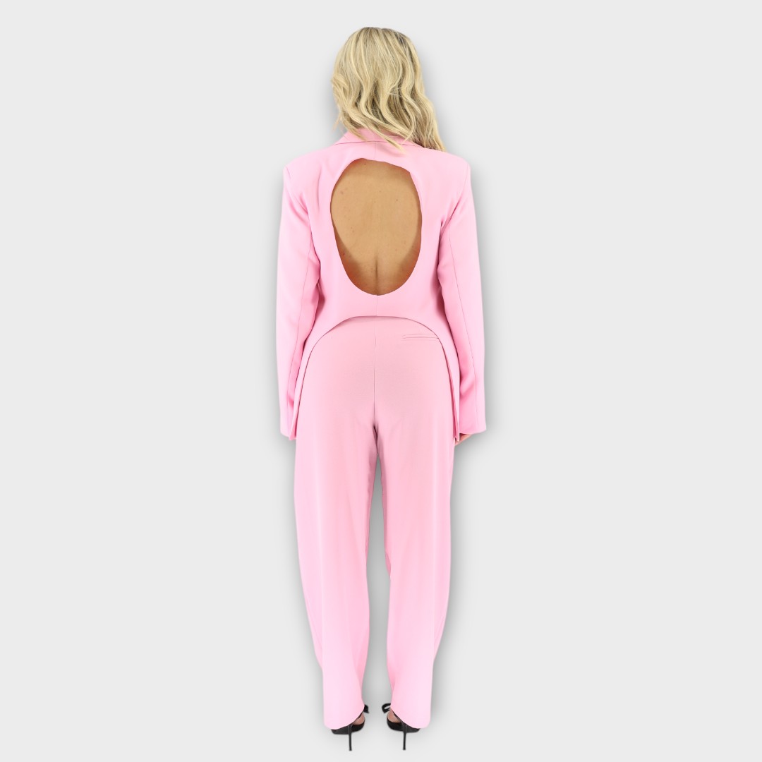 Blazer With Back Cut-Out - Pink - Image 3