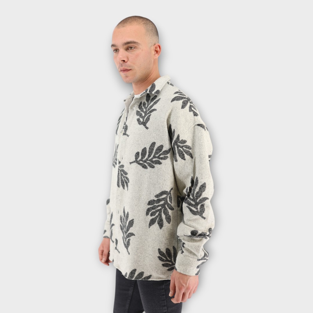 OVERSHIRT LIGHT GREY ΜΕ ΦΥΛΛΑ - Image 2