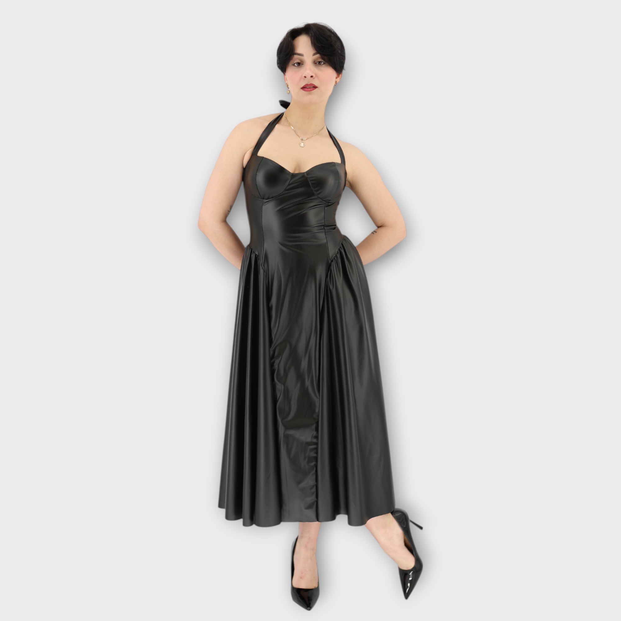 Δερμάτινο Cocktail Dress - Black