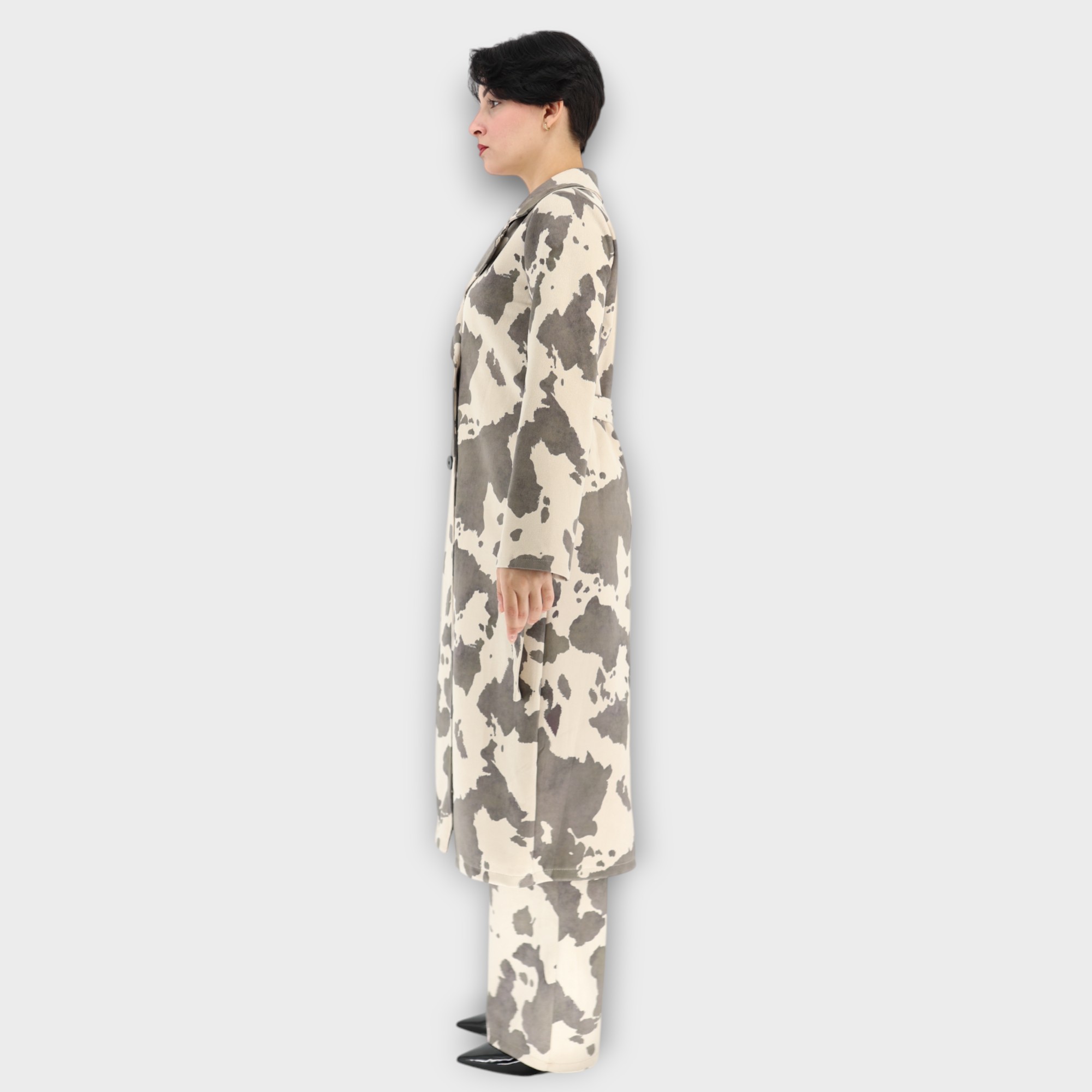 Καμπαρντίνα Cow Print - Light Grey - Image 2