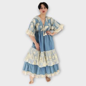 Artisanal Maxi dress - Washed Blue