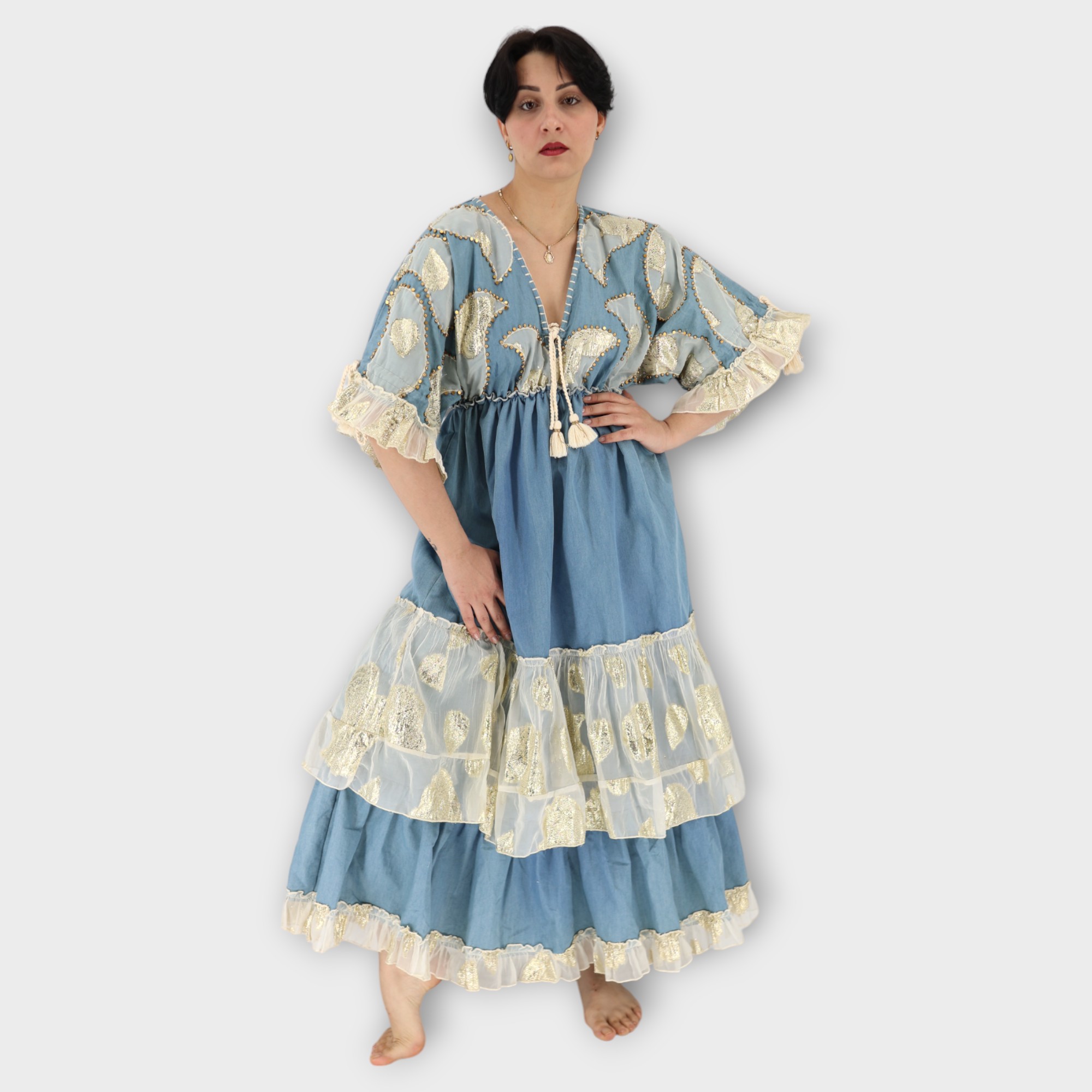 Artisanal Maxi dress - Washed Blue