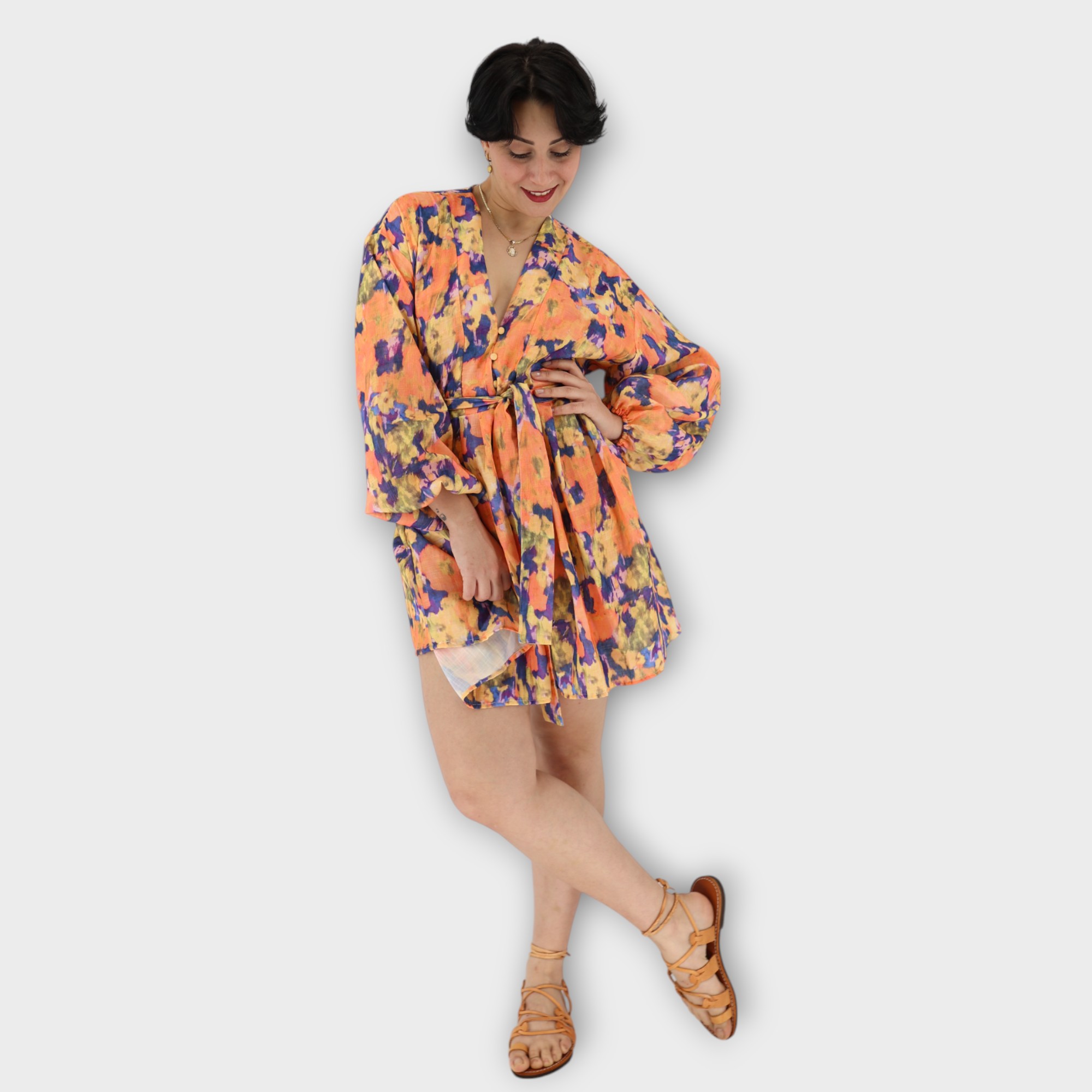 Statement Wrap Mini Dress - Πορτοκαλί - Image 2