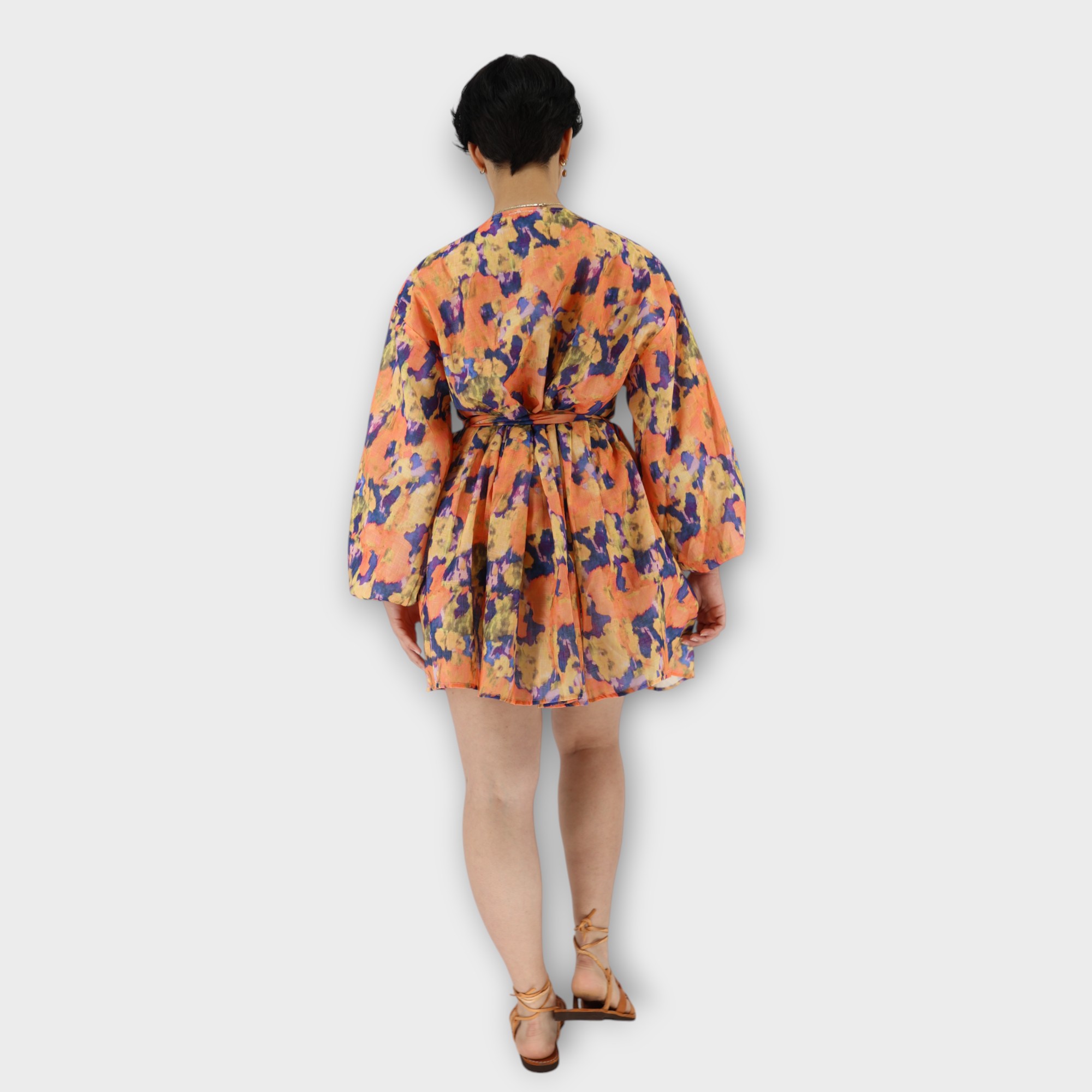 Statement Wrap Mini Dress - Πορτοκαλί - Image 3
