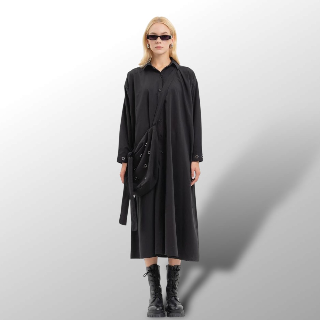Midi Black Dress with Bags - Limited Edition