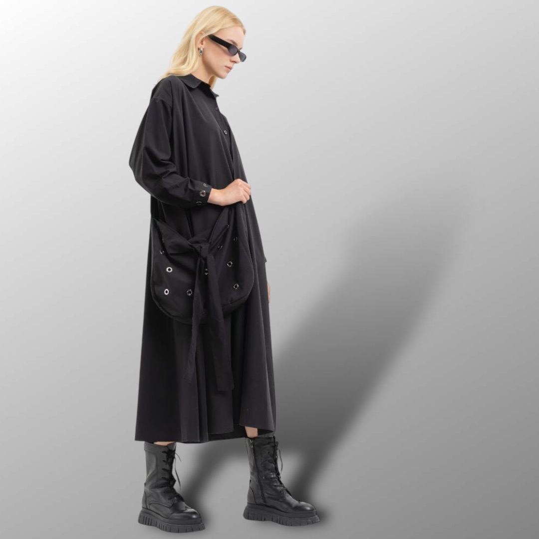 Midi Black Dress with Bags - Limited Edition - Image 3