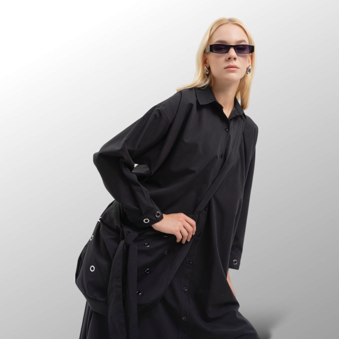 Midi Black Dress with Bags - Limited Edition - Image 4