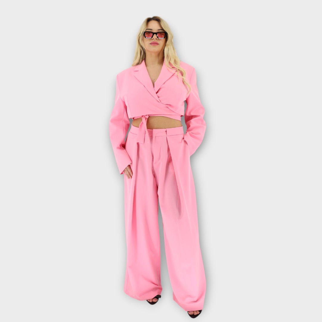 Crop Blazer - Pink