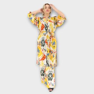 SET KIMONO - Yellow Paisley Detailing