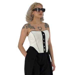 Structured Corset με Ρίγες - White