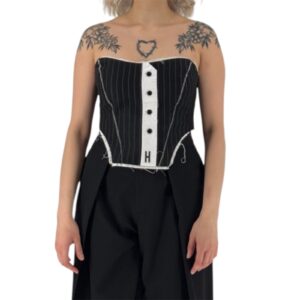 Structured Corset με Ρίγες - Black