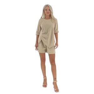 Set Μπλούζα 3/4 μανίκι και Βερμούδα - Beige