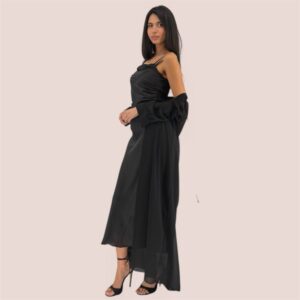 BLACK DRAPED MAXI DRESS